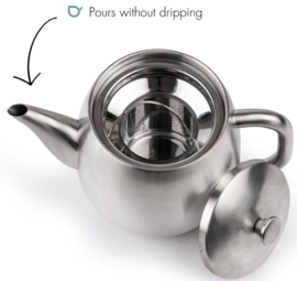 Bredemeijer Dubbelwandige theepot Vera - 0,9 liter - RVS Mat - Met filter