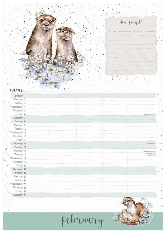Wrendale Designs Family Calendar 2026