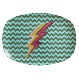 Rice Melamine Rectangular Plate - Zig Zag Lightning Print