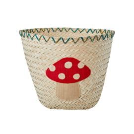 Rice Basket with Mushroom - natural- large
