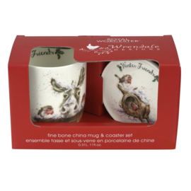 Wrendale Designs 'Winter Friends' Mug & Coaster Set