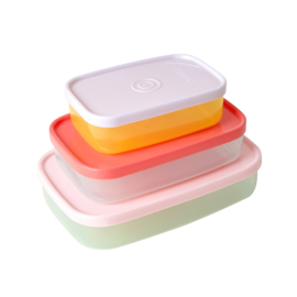 Rice Plastic Rectangular Food Boxes in 'Yippie Yippie Yeah' Colors  - 3 pcs.