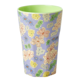 Rice Tall Melamine Cup - Flower Painting Print