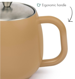 Bredemeijer Dubbelwandige theepot Vera - 0,9 liter - Latte Bruin - Met filter