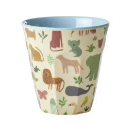 Rice Melamine Cup - Sweet Jungle Print Dusty Blue - 250 ml