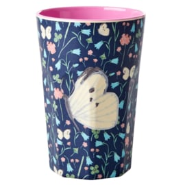 Rice Tall Melamine Cup - Sweet Butterfly Print - Midnight Blue