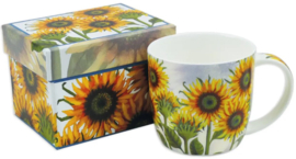 Emma Ball Mug with Gift Box - Sunflowers -mok met rond oor-