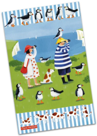 Emma Ball Cotton Tea Towel - Mr & Mrs Fish - Puffin Watching