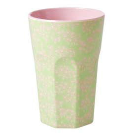 Rice Tall Melamine Cup - Pink Flower Field Print