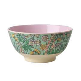 Rice Melamine Bowl with Lupin Print - Two Tone - Medium