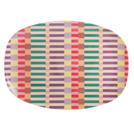 Rice Melamine Rectangular Plate - Summer Stripes Print