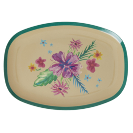 Rice Melamine Rectangular Plate - Arda Bloom Print