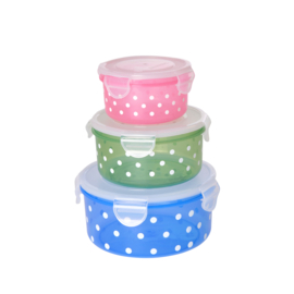 Rice Round Food Box with Dots - Set of 3