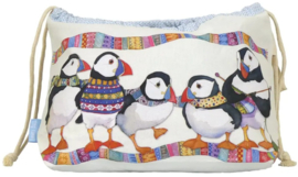 Emma Ball Drawstring Bag - Knitting Puffins