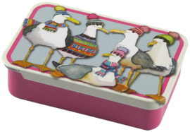 Emma Ball Mini Pocket Tin - Seagulls in Beanies