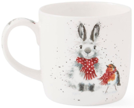 Wrendale Designs 'Snow Angels' Rabbit & Robin Mug