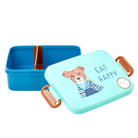 Rice Lunchbox with Divider - Farm Animals Print - Blue / Green