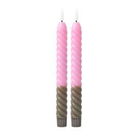 Rice LED Candle - Pink & Dark Sand - 2-pack