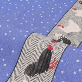 Bunzlau Tea Towel - Chickens Royal Blue