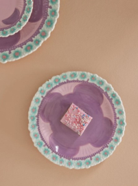 Rice Lunch Plate with Embossed Flower Design - Lavender