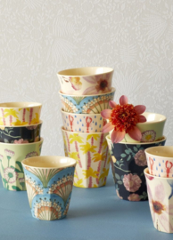 Rice Medium Melamine Cup - Dark Rose Print