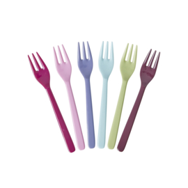 Rice Melamine Cake Forks - Assorted 'Viva La Vida' Colors - Bundle of 6