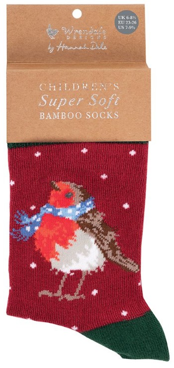 Wrendale Designs Socks 'Season's Tweetings' Robin - Kinderen maat 23–26