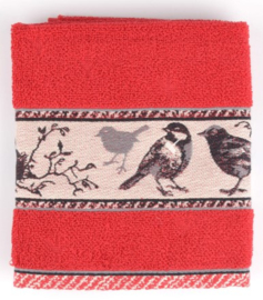Bunzlau Kitchen Towel Birds Red