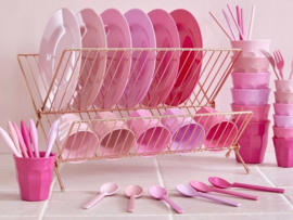 Rice Melamine Cake Forks - Assorted '50 Shades of Pink' Colors - Bundle of 6