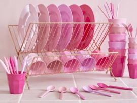 Rice Melamine Latte Spoons in Assorted 50 Shades of Pink Colors - Bundle of 6