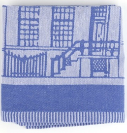 Bunzlau Tea Towel Canal Houses Royal Blue