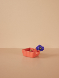 Rice Small Square Stoneware Oven Dish - Dark Coral