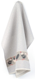 Bunzlau Tea Towel Chickens Grey