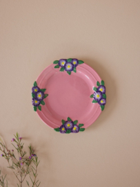 Rice Lunch Plate with Embossed Flower Design - Pink