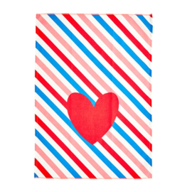 Rice Tea Towel - Candy Stripes Print - Neon Piping