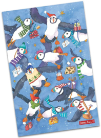 Emma Ball Cotton Tea Towel - Christmas Puffins