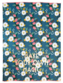 Rice Tea Towel - Wedding Bouquet Print 'Make your own magic' - Neon Piping