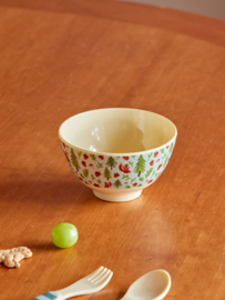 Rice Small Melamine Bowl - Blue Happy Forest Print