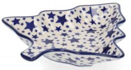 Bunzlau Tree Shaped Dish White Stars