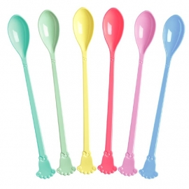 Rice Long Melamine Vintage Spoon in 6 Assorted Summer Colors