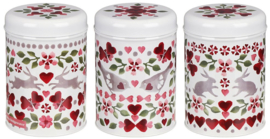 Emma Bridgewater Lovebirds set of 3 Caddy Tins