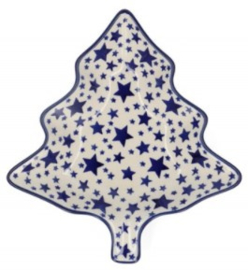 Bunzlau Tree Shaped Dish White Stars