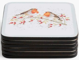Wrendale Designs Coasters 'Festive Friends' Robin - Set of 6