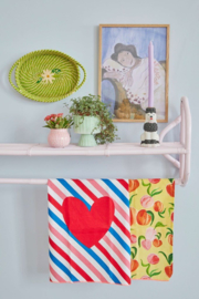 Rice Tea Towel - Candy Stripes Print - Neon Piping
