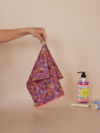 Rice Tea Towel - Wild Flowers Print - Neon Piping