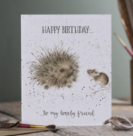 Wrendale Designs 'Lovely Friend' Hedgehog & Mouse Birthday Card