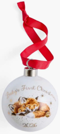 Wrendale Designs Christmas Bauble 'Baby's First Christmas' - 2026 - Bladgoud - Limited Edition