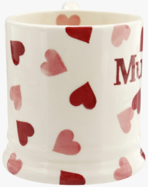 Emma Bridgewater Pink Hearts Mummy 1/2 Pint Mug -kleine letters-