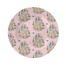 Rice Melamine Lunch Plate with Bunny Print -bord met rand-