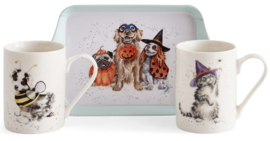 Wrendale Designs 'Trick or Treat' Dog and Cat Halloween Two Mug & Tray Set